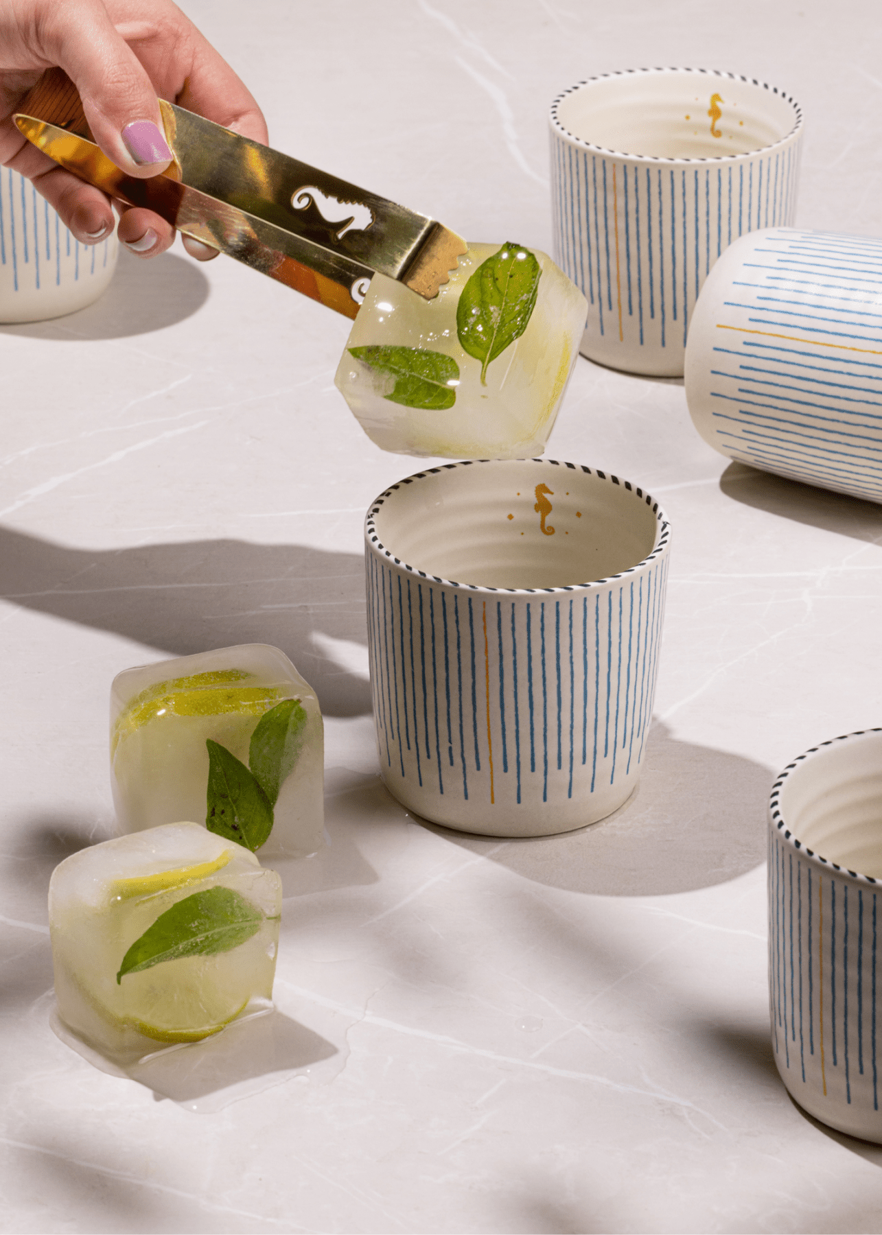 Mirissa Tumblers - set of 2 - Marble Lotus - Mirissa Tumblers - set of 2