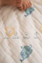 Moana Block Printed Baby Quilt - Marble Lotus - Moana Block Printed Baby Quilt