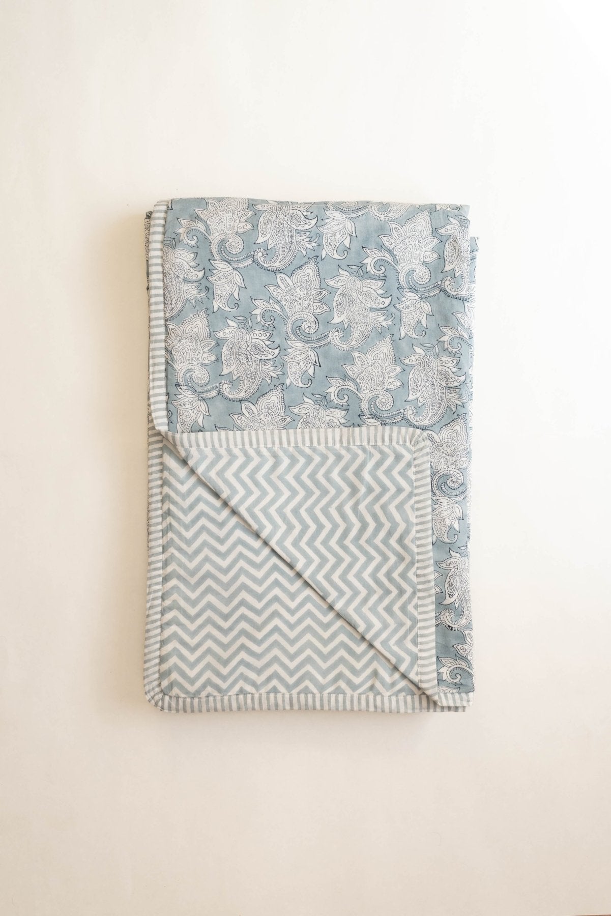 Mogra Block Printed Dohar - Marble Lotus - Mogra Block Printed Dohar