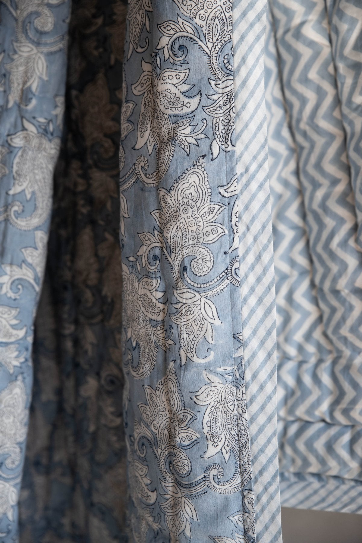 Mogra Block Printed Quilt - Marble Lotus - Mogra Block Printed Quilt