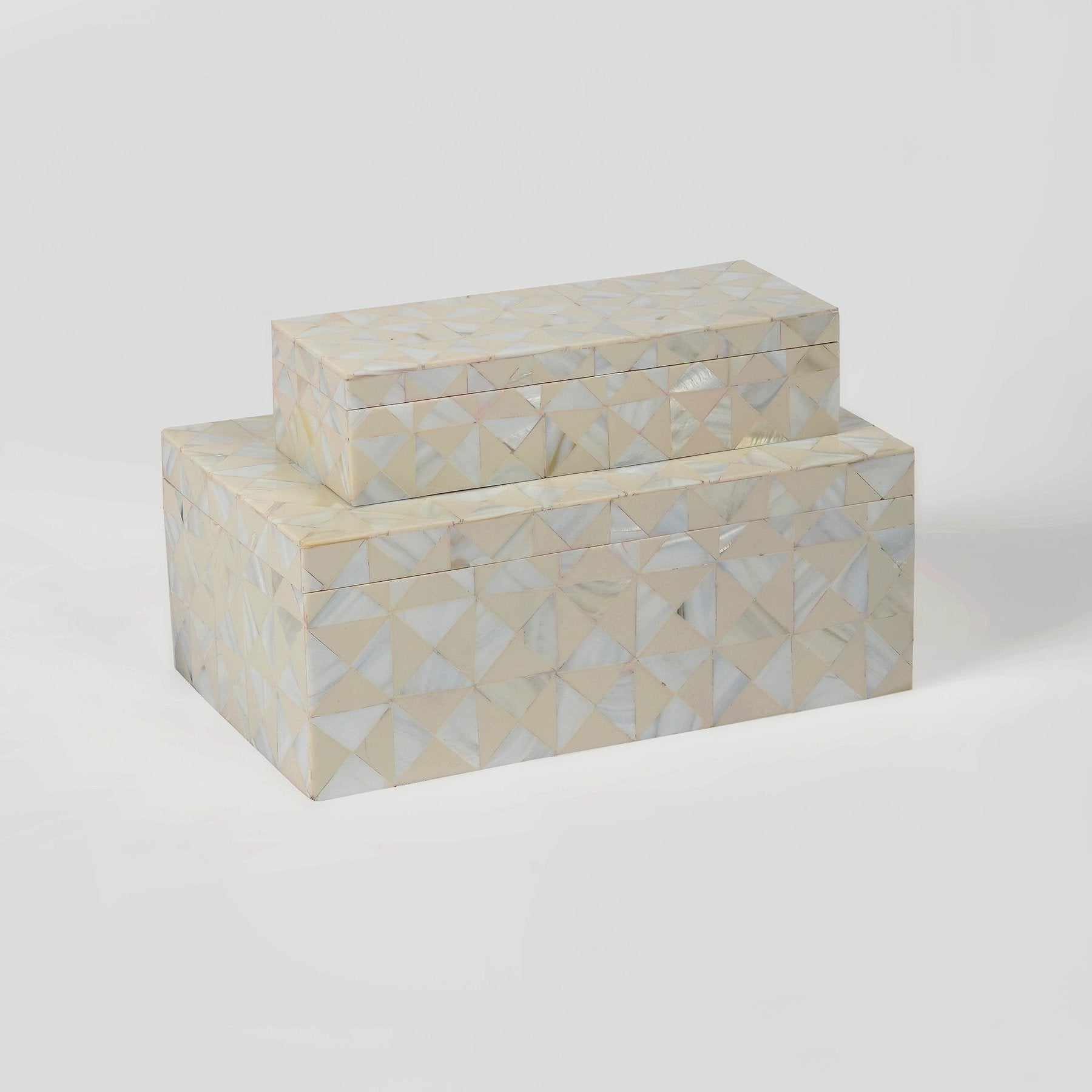 Mother Of Pearl Inlay Box (Set of 2) - Marble Lotus - Mother Of Pearl Inlay Box (Set of 2)