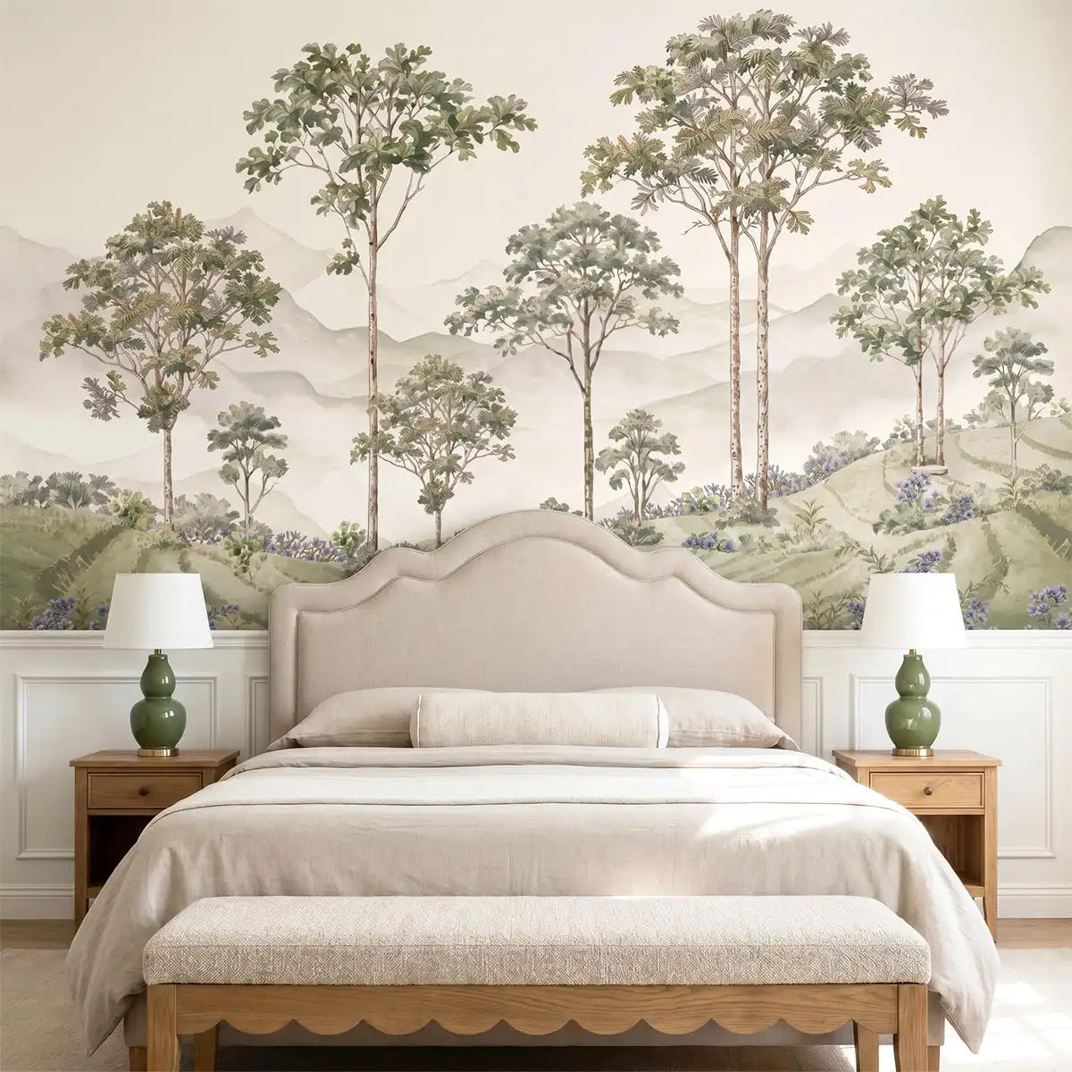 Munnar Wallpaper: Vintage Indian Tea Garden Mural - Marble Lotus - Munnar Wallpaper: Vintage Indian Tea Garden Mural