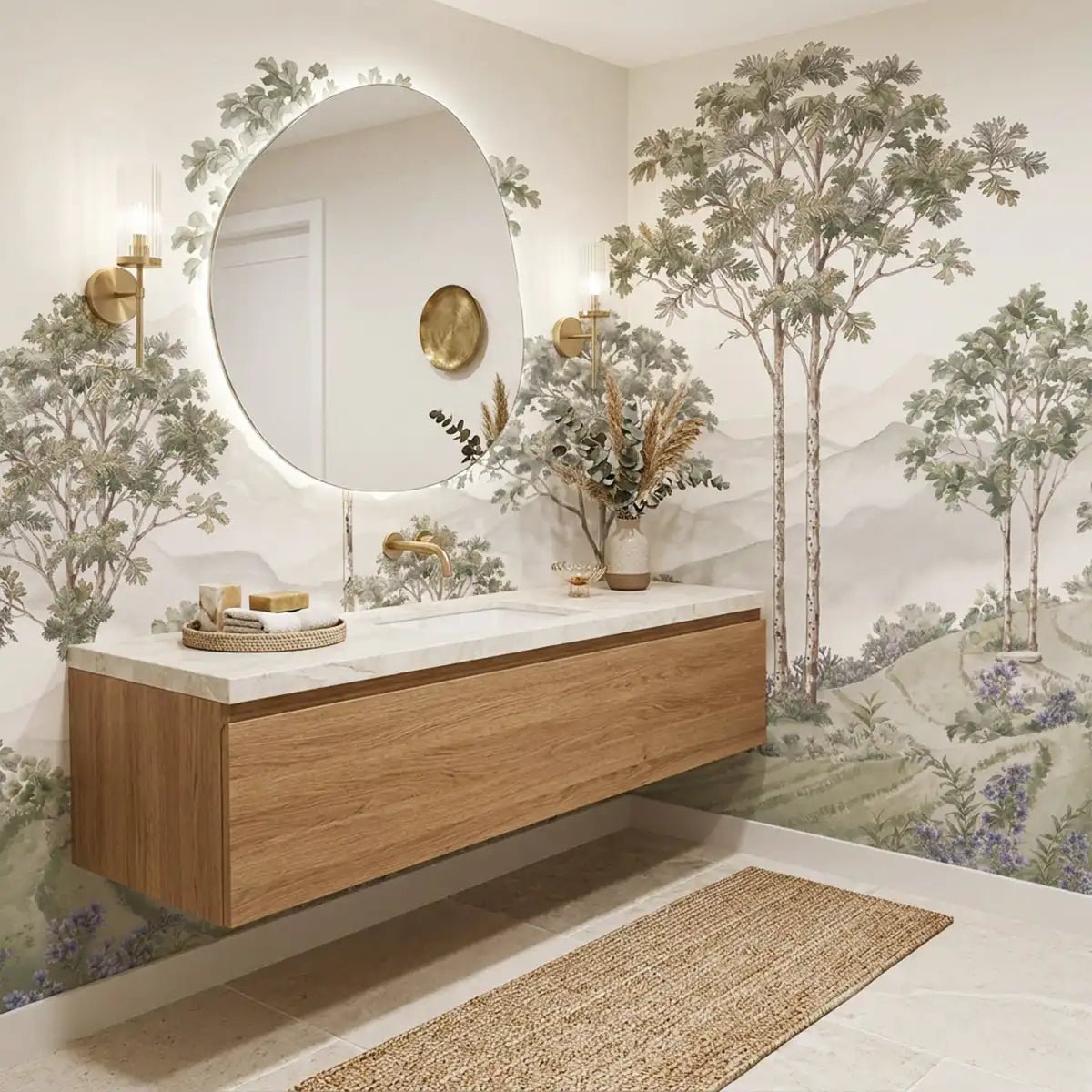 Munnar Wallpaper: Vintage Indian Tea Garden Mural - Marble Lotus - Munnar Wallpaper: Vintage Indian Tea Garden Mural