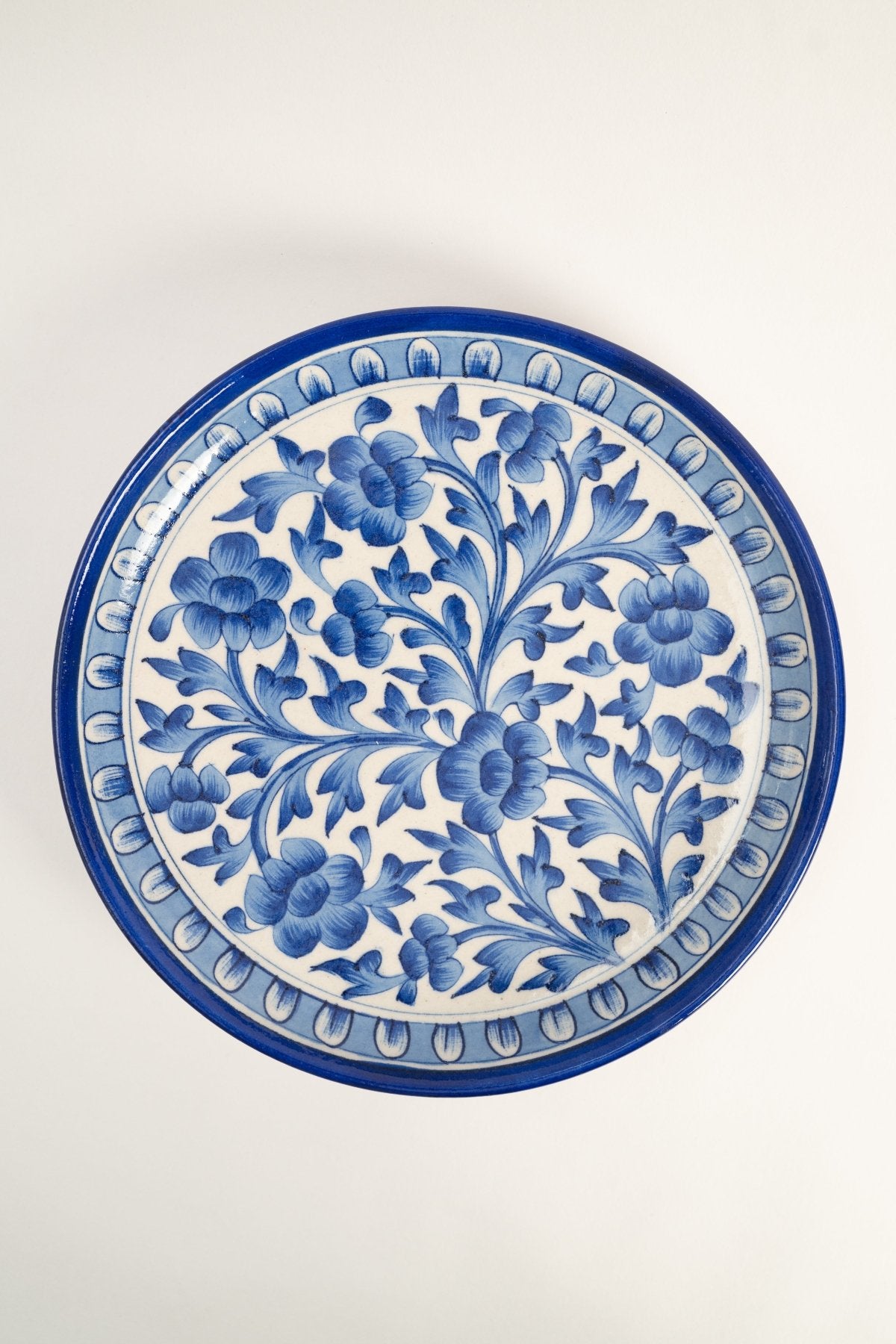 Navy Floral Jaipur Pottery Wall Plate 10" - Marble Lotus - Navy Floral Jaipur Pottery Wall Plate 10" - Marble Lotus