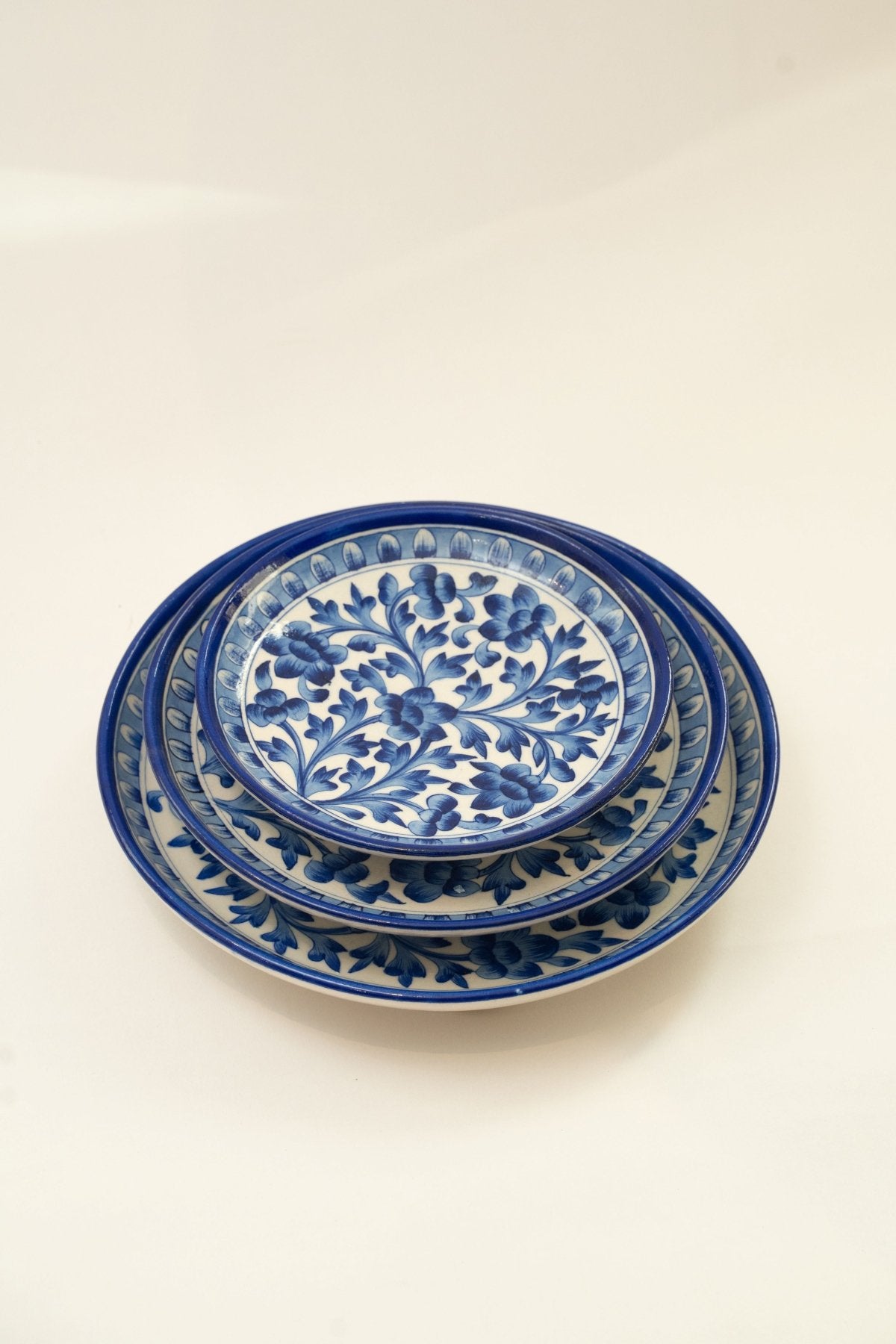 Navy Floral Jaipur Pottery Wall Plate 12" - Marble Lotus - Navy Floral Jaipur Pottery Wall Plate 12" - Marble Lotus