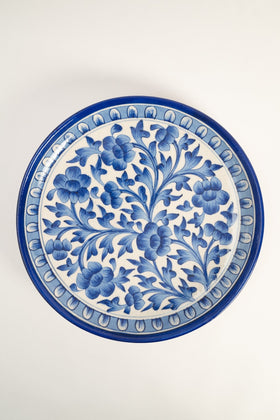 Navy Floral Jaipur Pottery Wall Plate 8