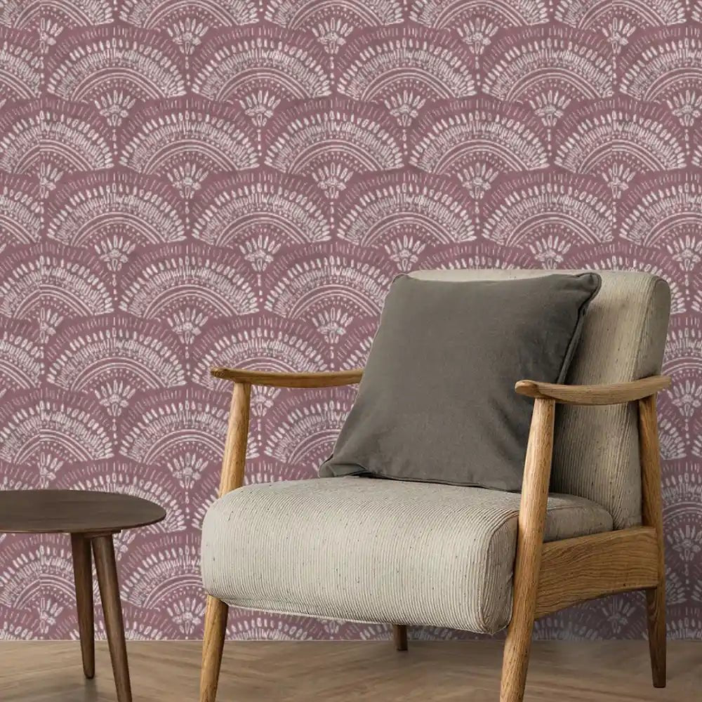 Navya Abstract Design Wallpaper Roll in Purple Color - Marble Lotus - Navya Abstract Design Wallpaper Roll in Purple Color