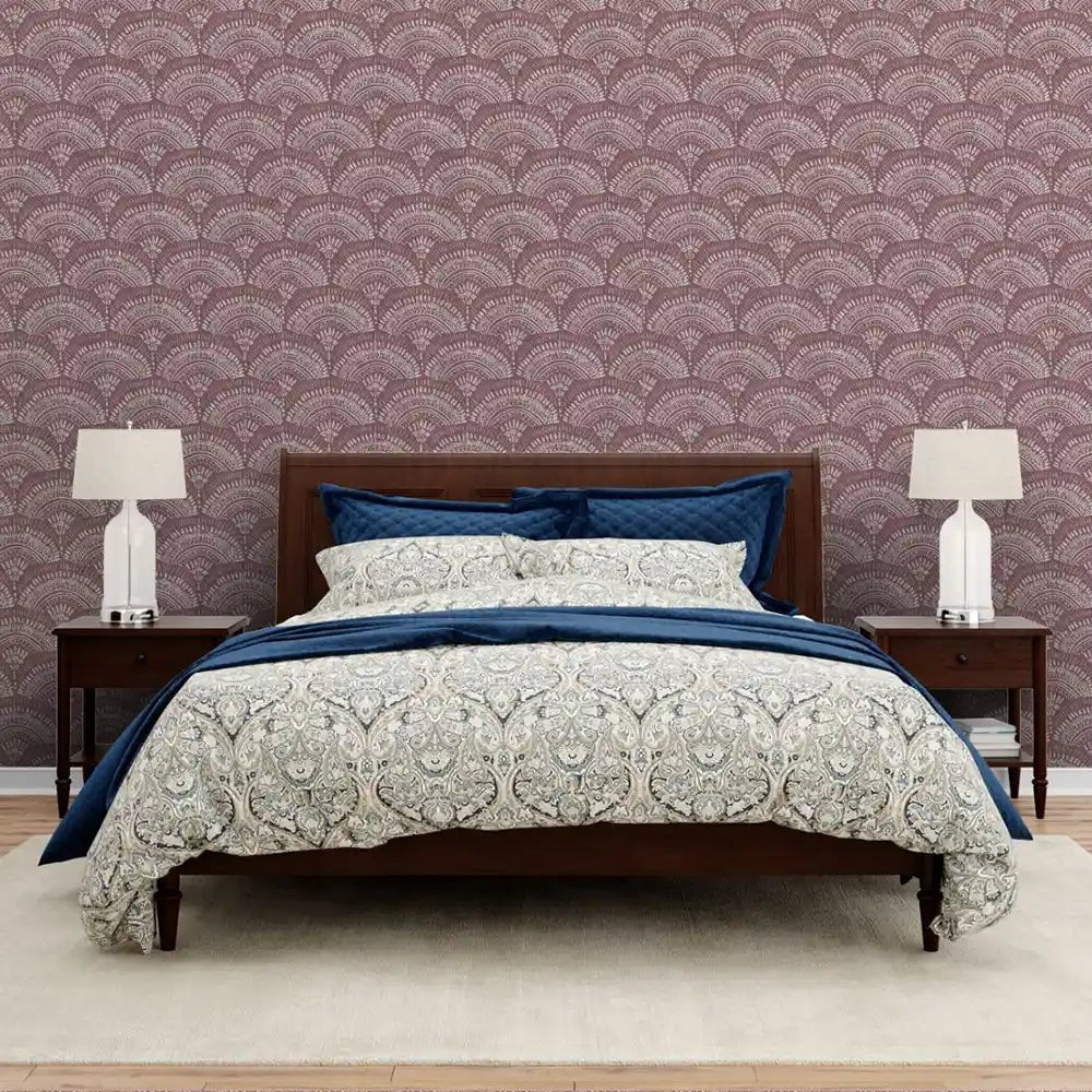 Navya Abstract Design Wallpaper Roll in Purple Color - Marble Lotus - Navya Abstract Design Wallpaper Roll in Purple Color for rooms