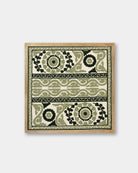 Olive Framed Suzani Textile 16x16" - Marble Lotus - Olive Framed Suzani Textile 16x16" - Marble Lotus - Suzani Textile | Green Framed Textile Art 16x16"