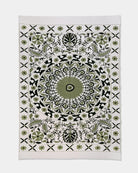 Olive Suzani Tapestry Throw 60x90" - Marble Lotus - Olive Suzani Tapestry Throw 60x90"
