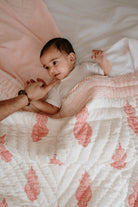 Orchid Block Printed Baby Quilt - Marble Lotus - Orchid Block Printed Baby Quilt