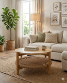 Orly Mango Wood Coffee Table - Marble Lotus - Orly Mango Wood Coffee Table
