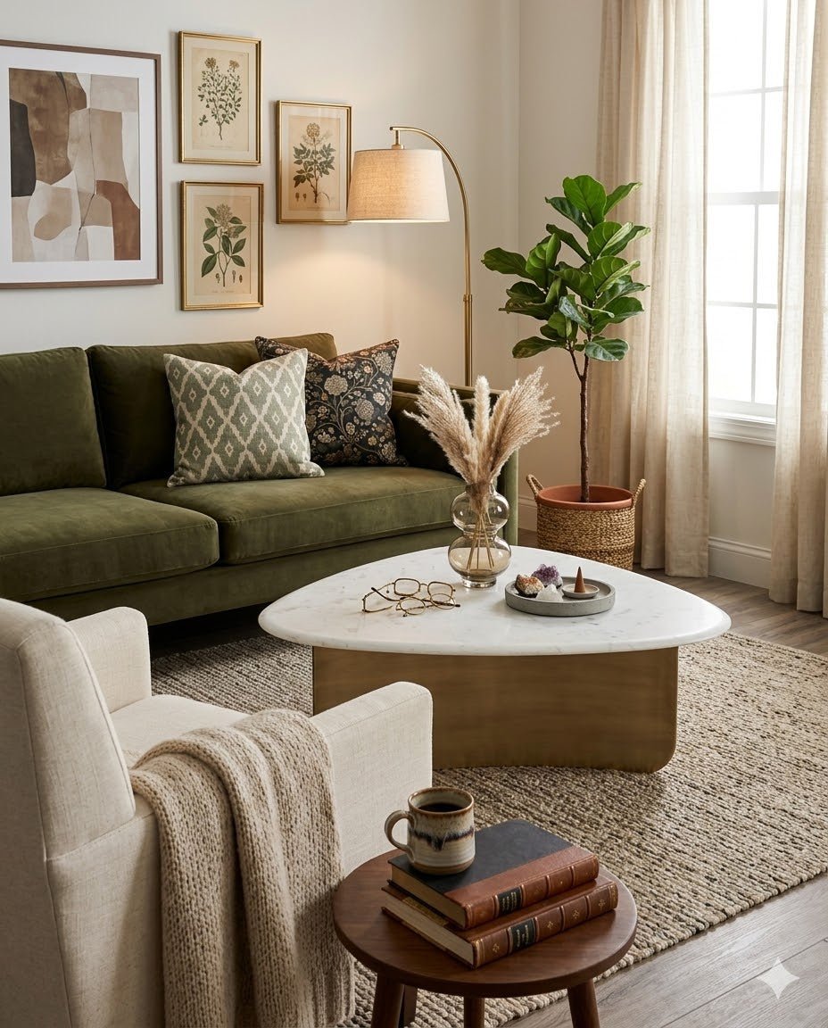 Pablo Coffee Table - Antique Brass - Marble Lotus - Pablo Coffee Table - Antique Brass