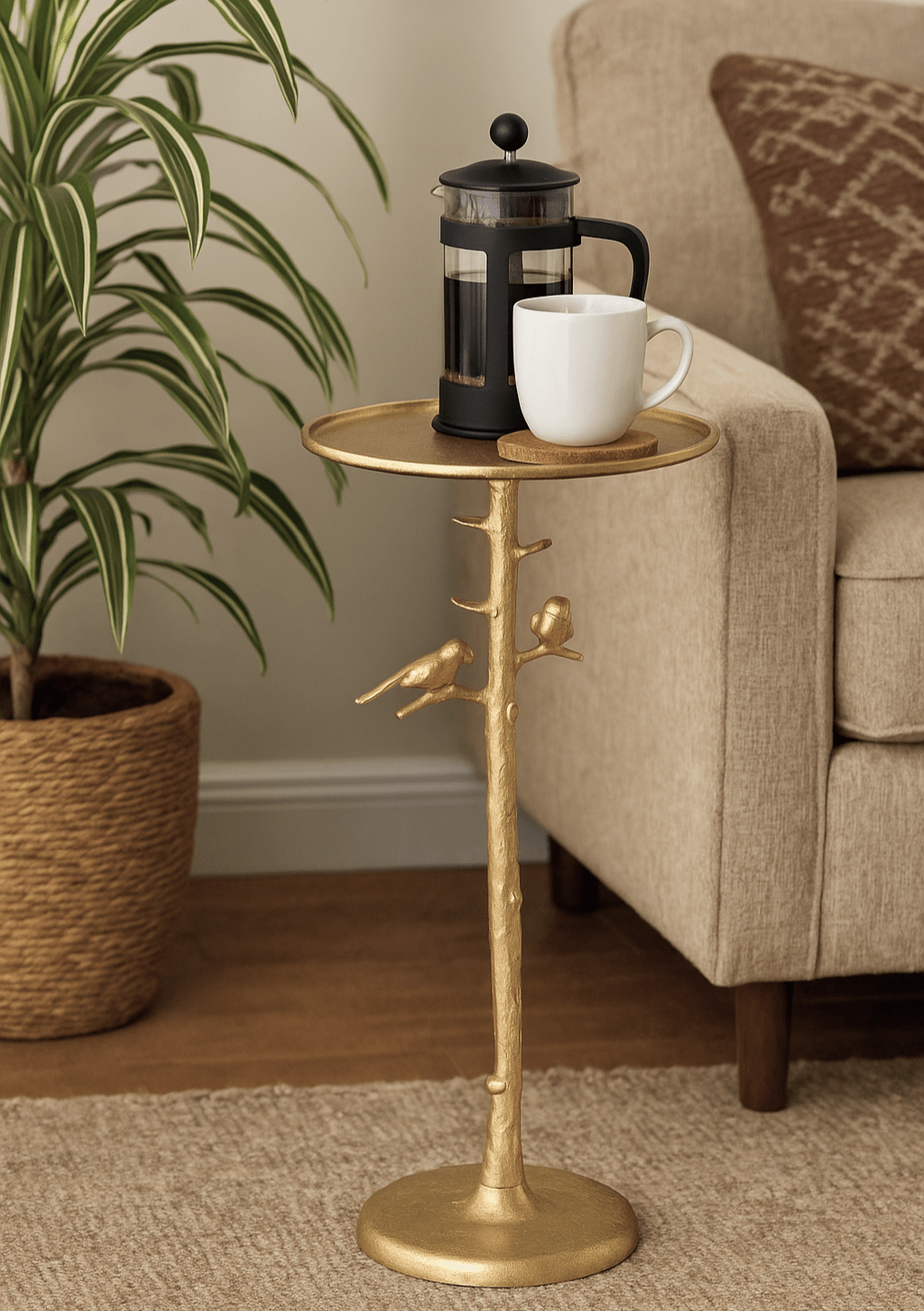 Piaf Gold Drinks Table - Marble Lotus - Piaf Gold Drinks Table