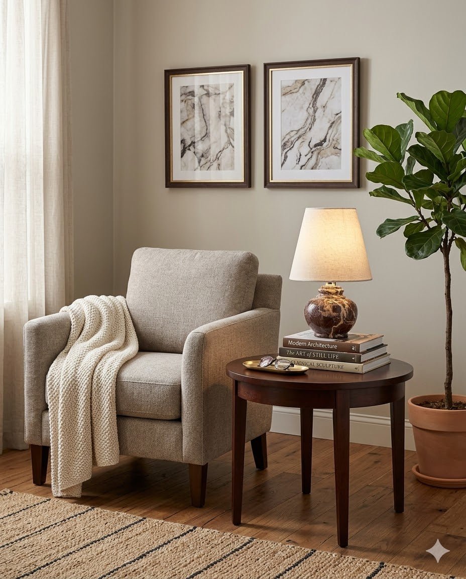 Piccolo Brown Mini Table Lamp - Marble Lotus - Piccolo Brown Mini Table Lamp
