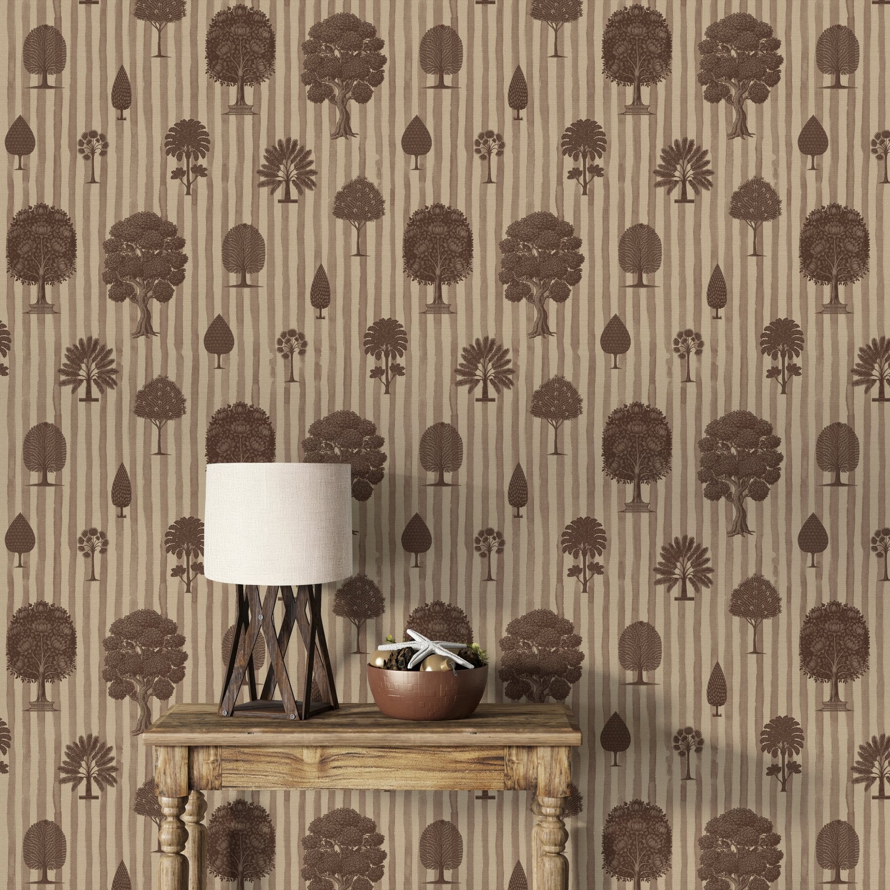 Pichwai Baag Striped - Brown - Marble Lotus - Pichwai Baag Striped - Brown