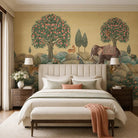 Rajasi Van, Indian Design Wallpaper Mustard - Marble Lotus - Rajasi Van, Indian Design Wallpaper Mustard