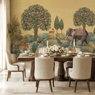 Rajasi Van, Indian Design Wallpaper Mustard - Marble Lotus - Rajasi Van, Indian Design Wallpaper Mustard
