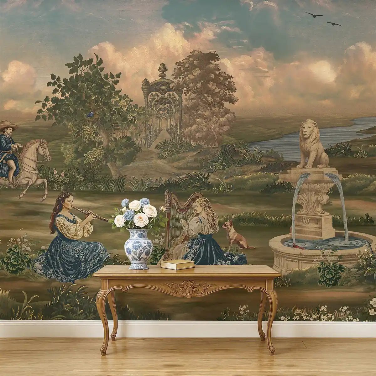 Riders Rhapsody Tapestry, European Wallpaper - Marble Lotus - Riders Rhapsody Tapestry, European Wallpaper