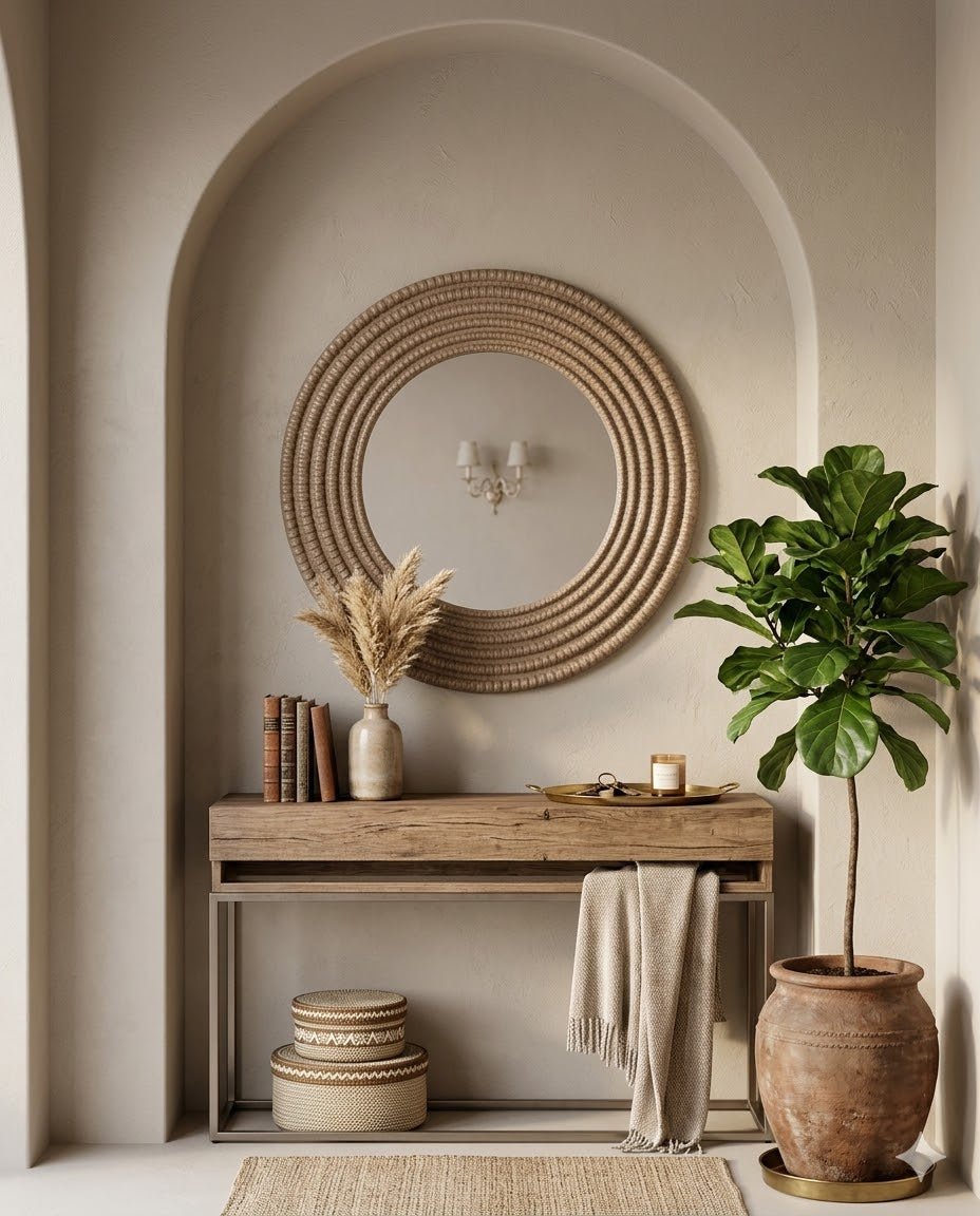 Round Vintage Essence Mirror - Marble Lotus - Round Vintage Essence Mirror