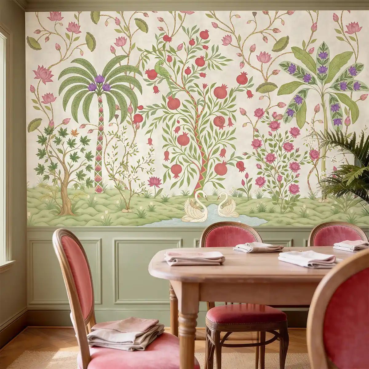 Royal Bagh Customised Wallpaper, Cream - Marble Lotus - Royal Bagh Customised Wallpaper, Cream