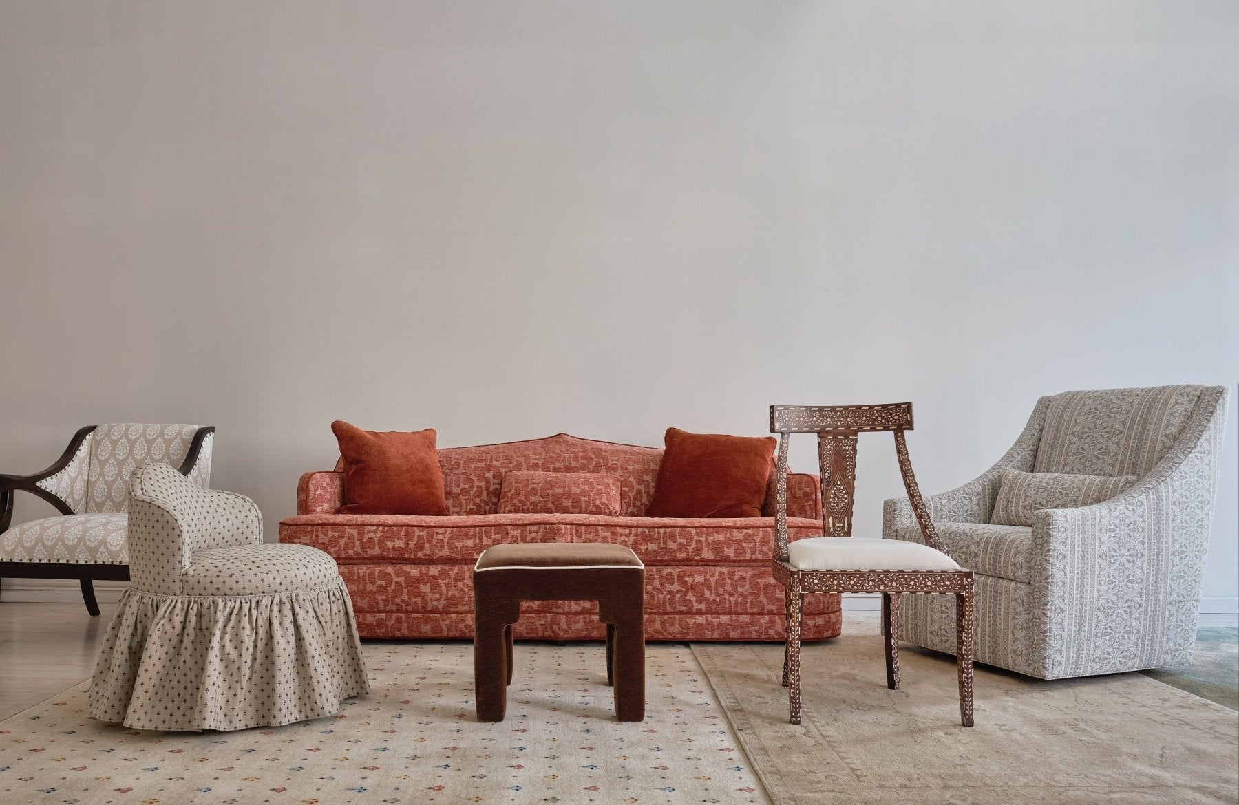 Royal Raj 3 Seater Sofa Patterned Brick Red - Marble Lotus - Royal Raj 3 Seater Sofa Patterned Brick Red