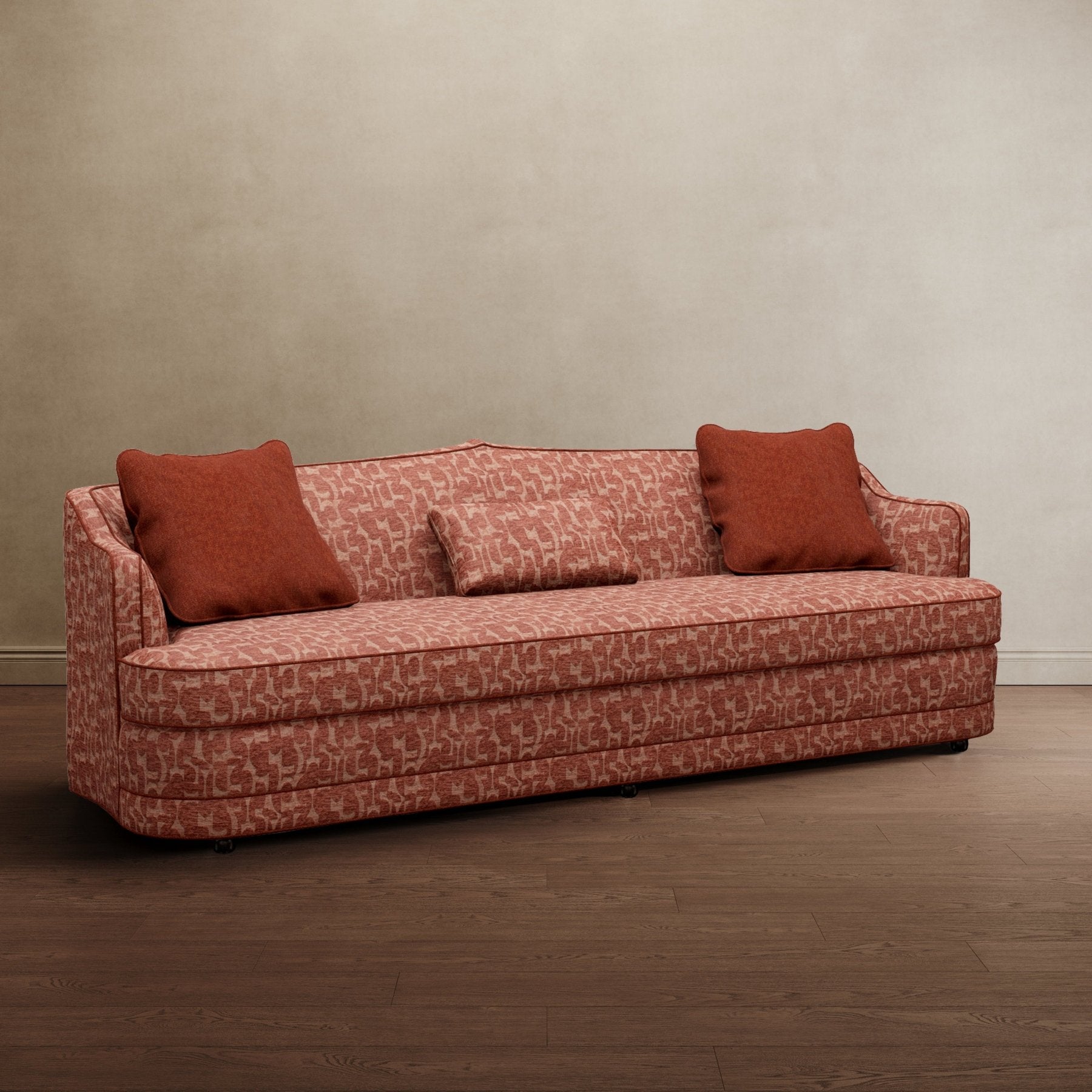Royal Raj 3 Seater Sofa Patterned Brick Red - Marble Lotus - Royal Raj 3 Seater Sofa Patterned Brick Red