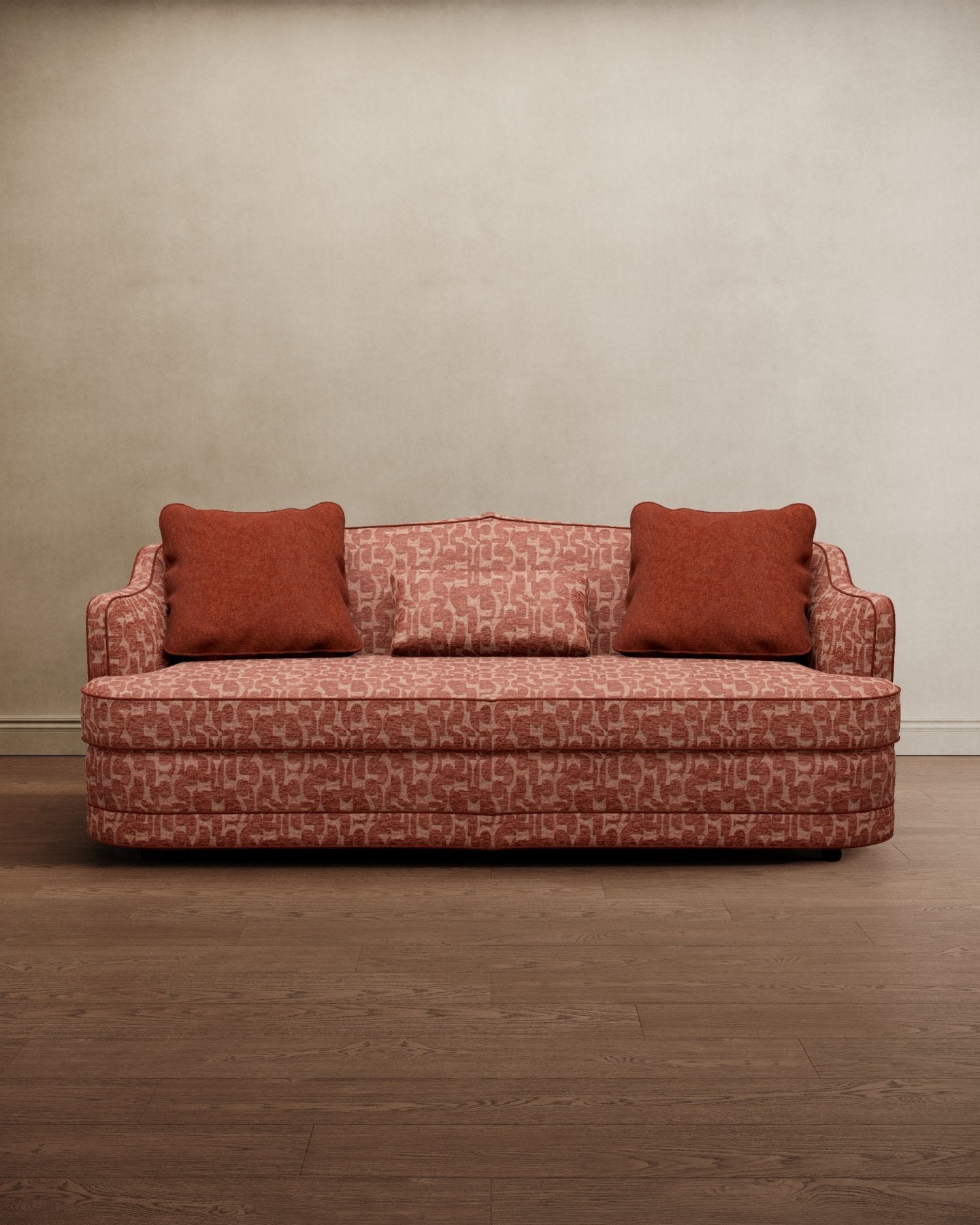 Royal Raj 3 Seater Sofa Patterned Brick Red - Marble Lotus - Royal Raj 3 Seater Sofa Patterned Brick Red