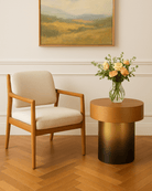 Russula Gold Oak Side Table - Marble Lotus - Russula Gold Oak Side Table