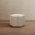 Scalloped Lotus Ottoman Off White - Marble Lotus - Scalloped Lotus Ottoman Off White
