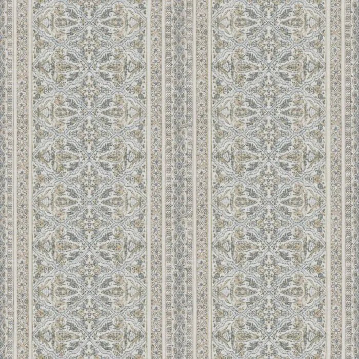 Scalloped Lotus Ottoman Powder Blue Paisley - Marble Lotus - Scalloped Lotus Ottoman Powder Blue Paisley