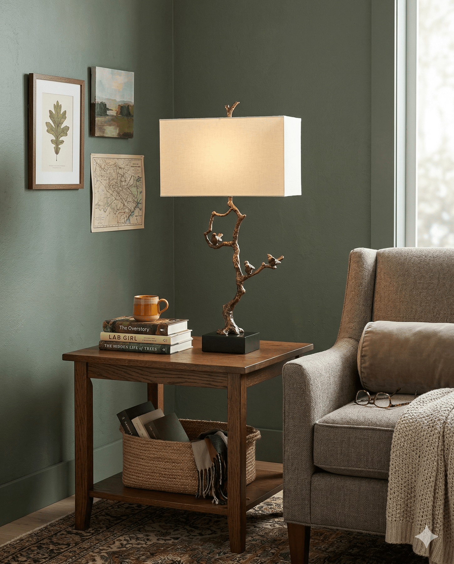 Shadows Brass Table Lamp - Marble Lotus - Shadows Brass Table Lamp