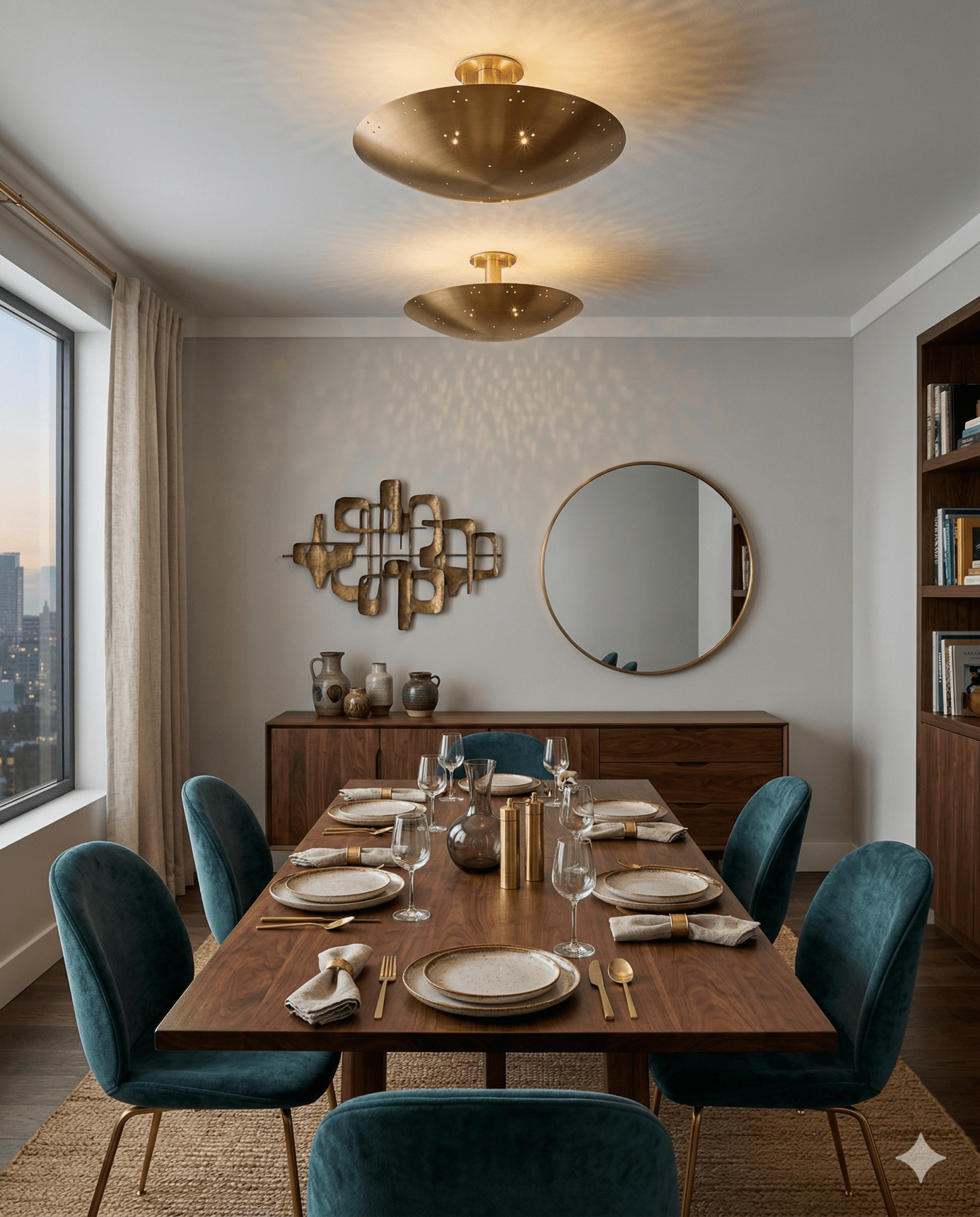 Small BERN Flush Mount - Brass Finish - Marble Lotus - Small BERN Flush Mount - Brass Finish