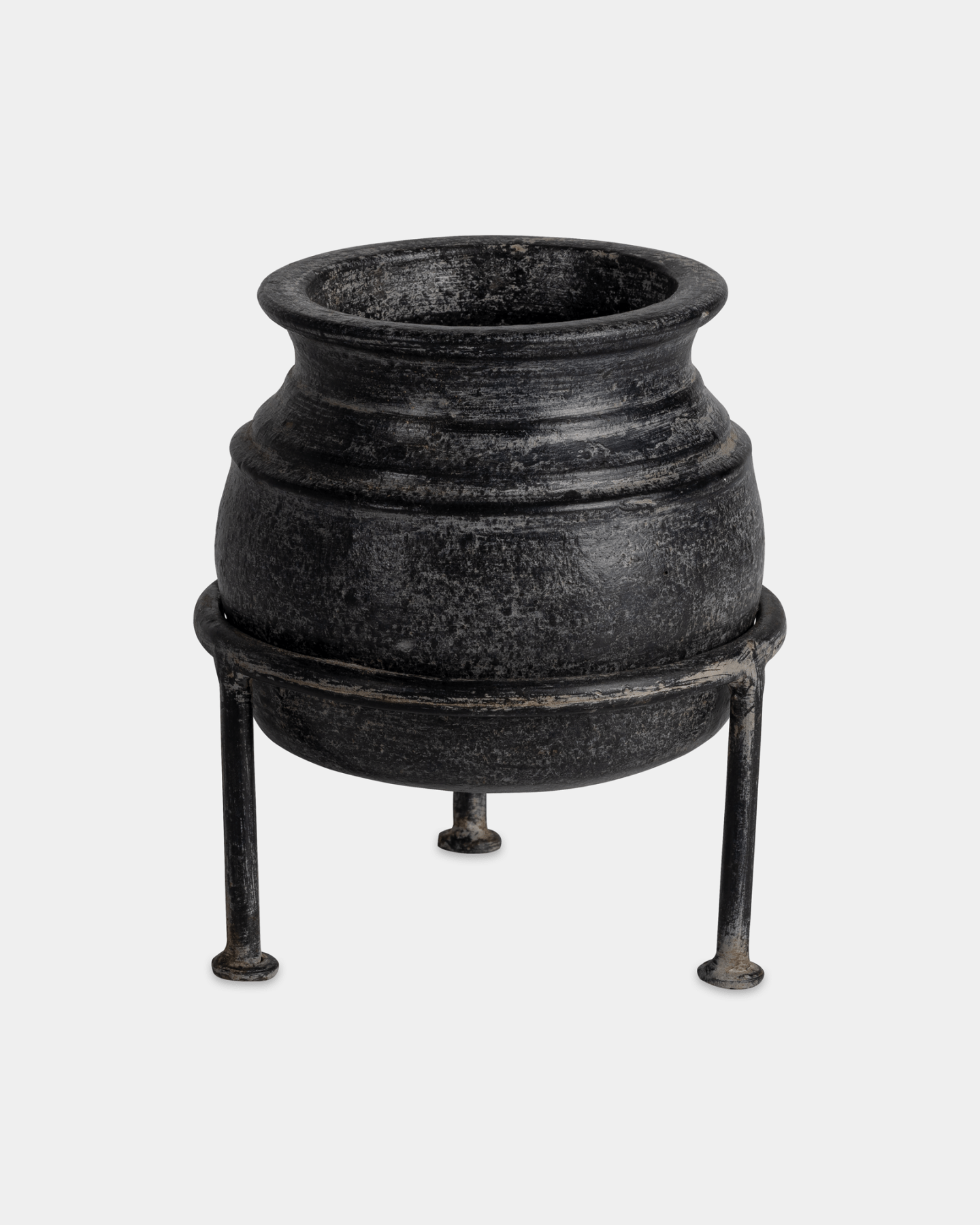 Small Raat Clay Pot (4"x6") - Marble Lotus - Small Raat Clay Pot (4"x6") - Marble Lotus - Clay Pot with Iron Stand 9 Silver Finish