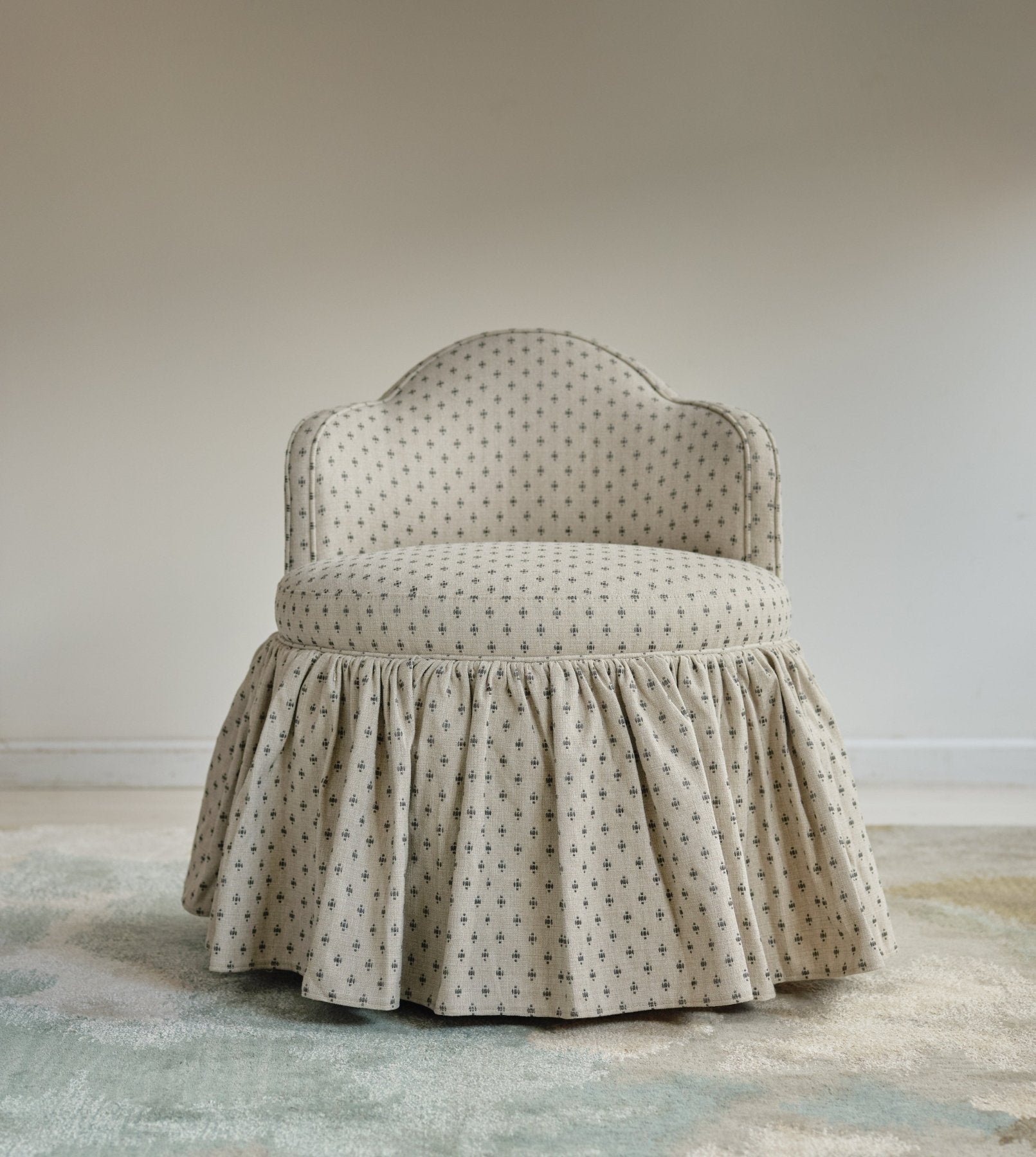 Sona Princess Vanity Stool Dotted Beige - Marble Lotus - Sona Princess Vanity Stool Dotted Beige