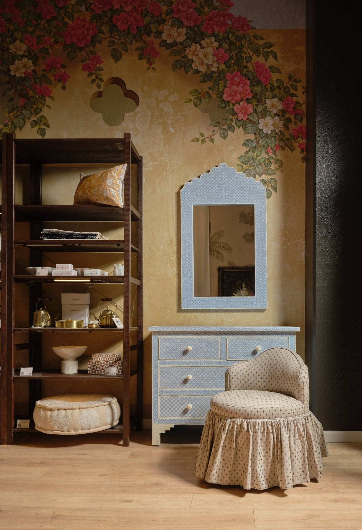 Sona Princess Vanity Stool Dotted Beige - Marble Lotus - Sona Princess Vanity Stool Dotted Beige