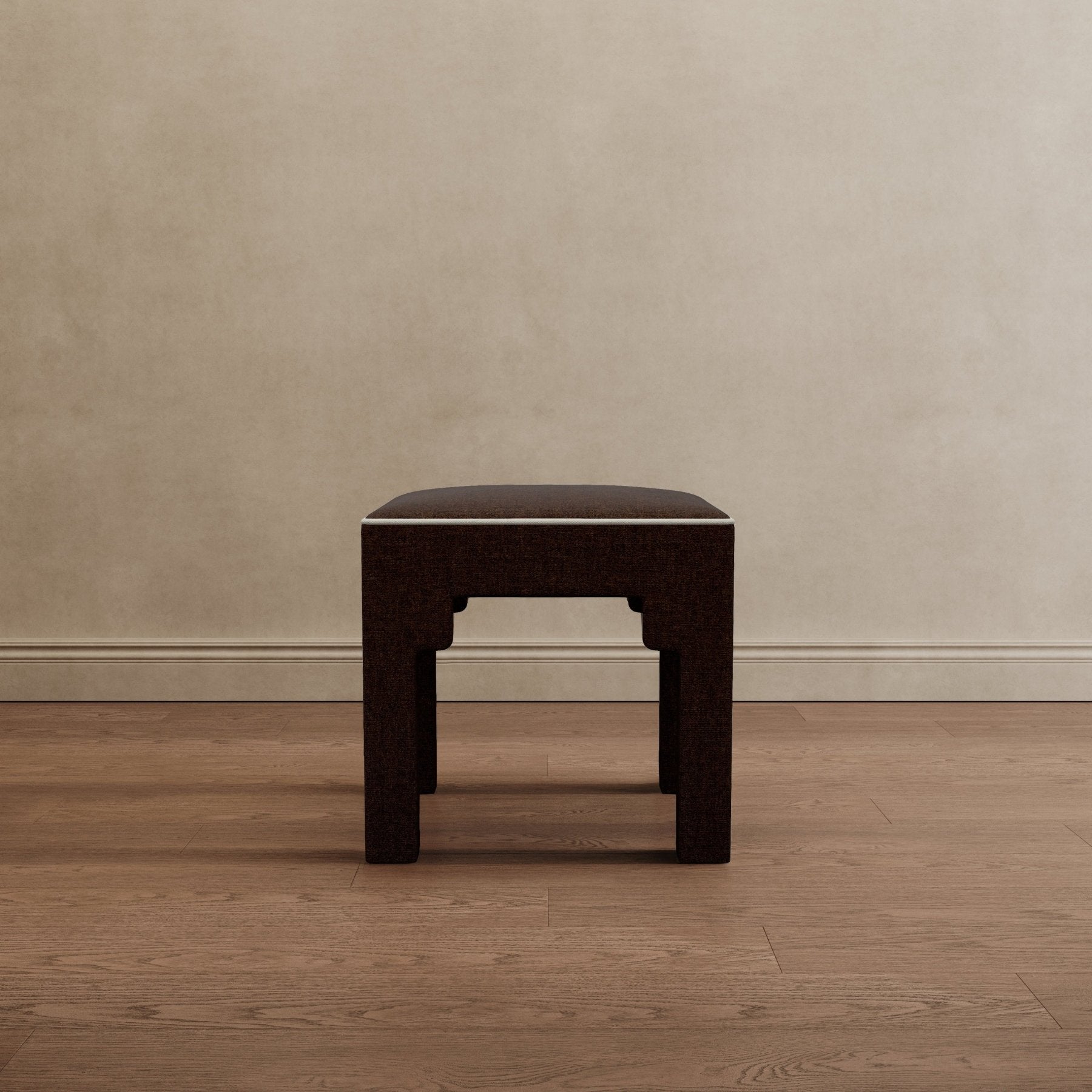 Square Step Arch Ottoman Dark Brown Velvet - Marble Lotus - Square Step Arch Ottoman Dark Brown Velvet