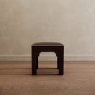 Square Step Arch Ottoman Dark Brown Velvet - Marble Lotus - Square Step Arch Ottoman Dark Brown Velvet