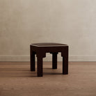 Square Step Arch Ottoman Dark Brown Velvet - Marble Lotus - Square Step Arch Ottoman Dark Brown Velvet