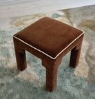 Square Step Arch Ottoman Dark Brown Velvet - Marble Lotus - Square Step Arch Ottoman Dark Brown Velvet