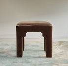 Square Step Arch Ottoman Dark Brown Velvet - Marble Lotus - Square Step Arch Ottoman Dark Brown Velvet