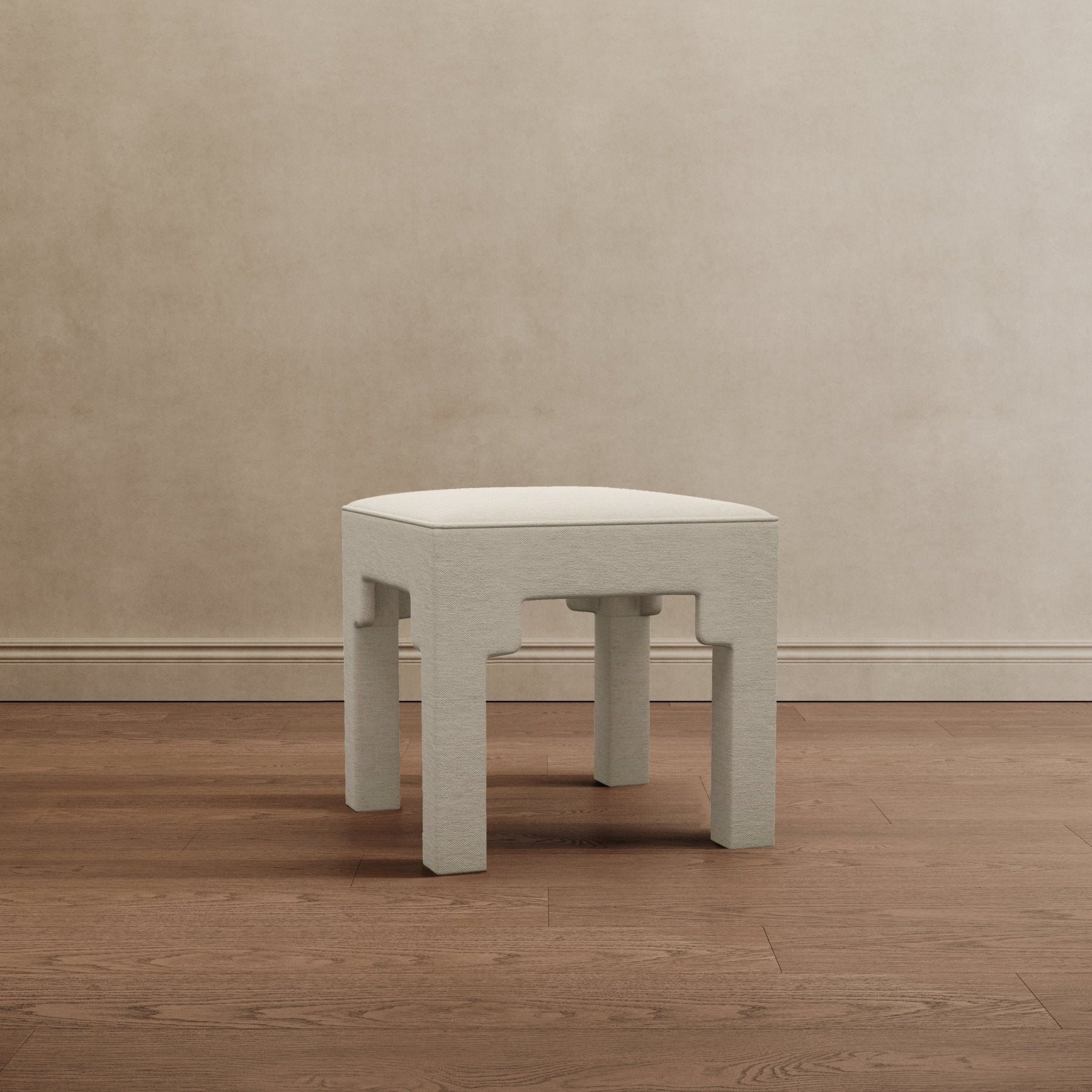 Square Step Arch Ottoman Off White - Marble Lotus - Square Step Arch Ottoman Off White