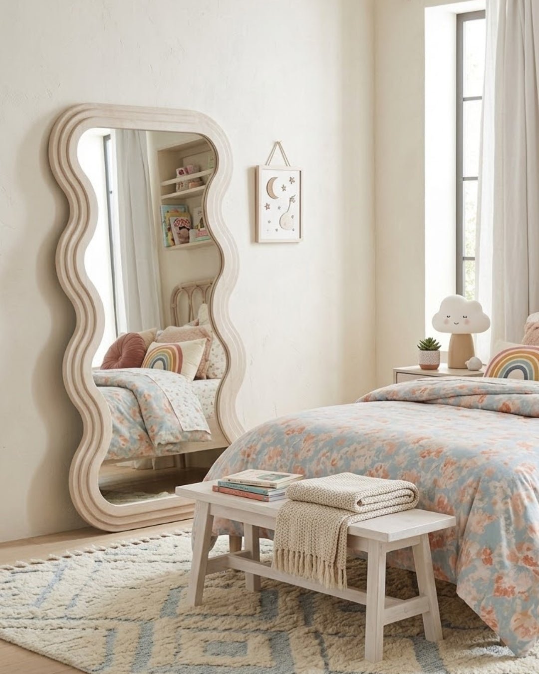 Swirl Floor Mirror - Marble Lotus - Swirl Floor Mirror