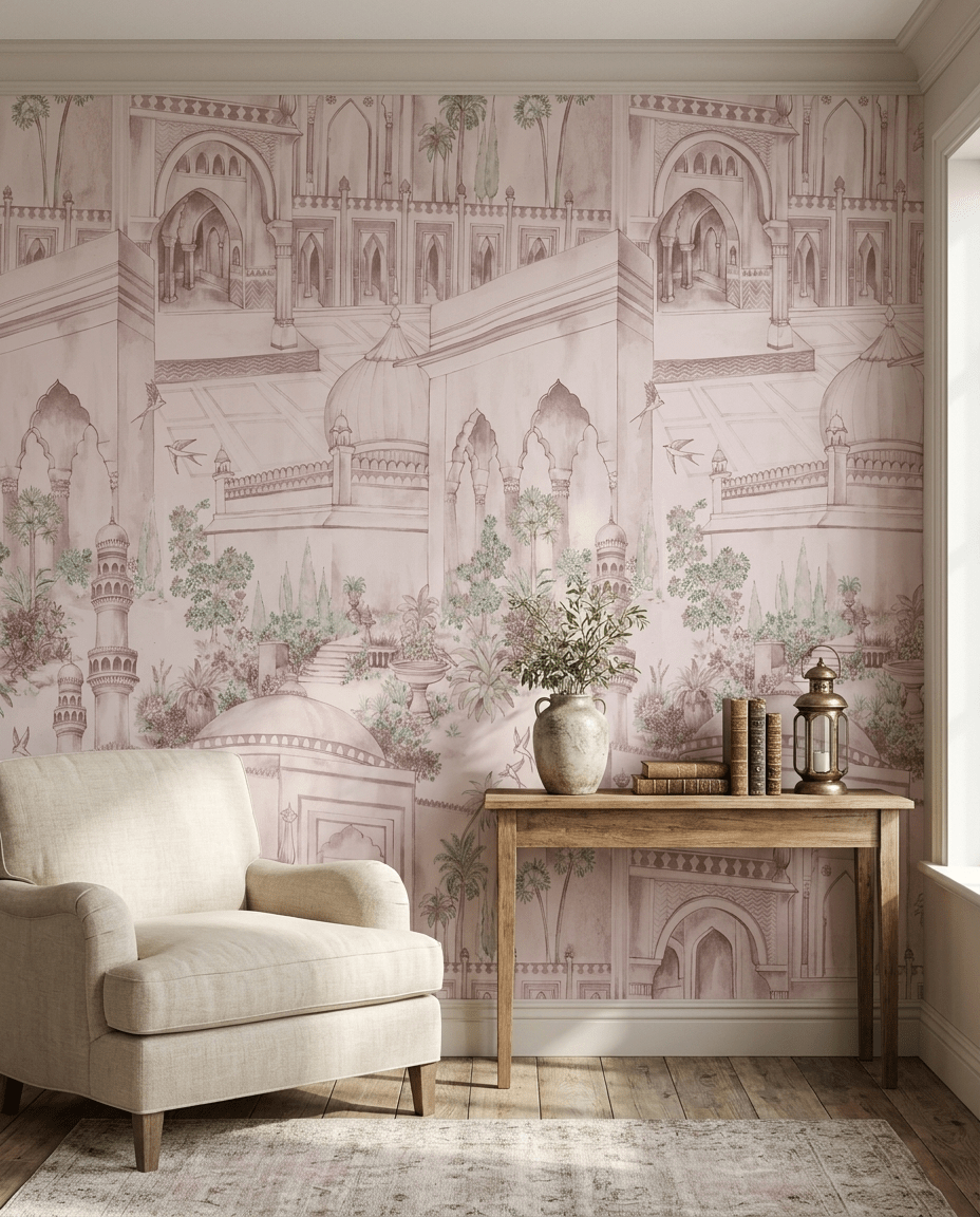 Taj Gardens – Dust Pink - Marble Lotus - Taj Gardens – Dust Pink