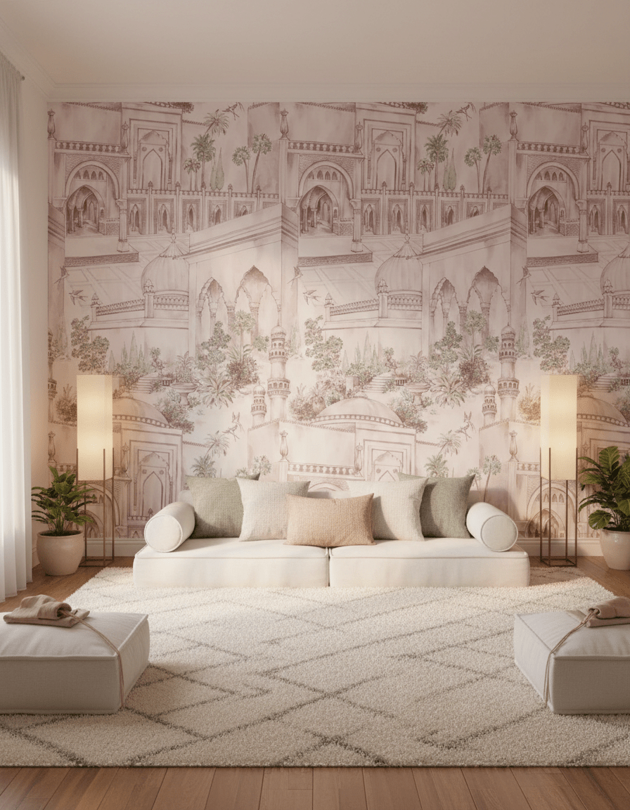 TAJ Gardens - Dust Pink - Marble Lotus - TAJ Gardens - Dust Pink