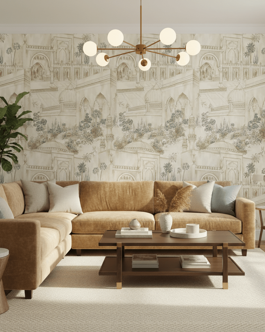 TAJ Gardens - Ochre Yellow - Marble Lotus - TAJ Gardens - Ochre Yellow