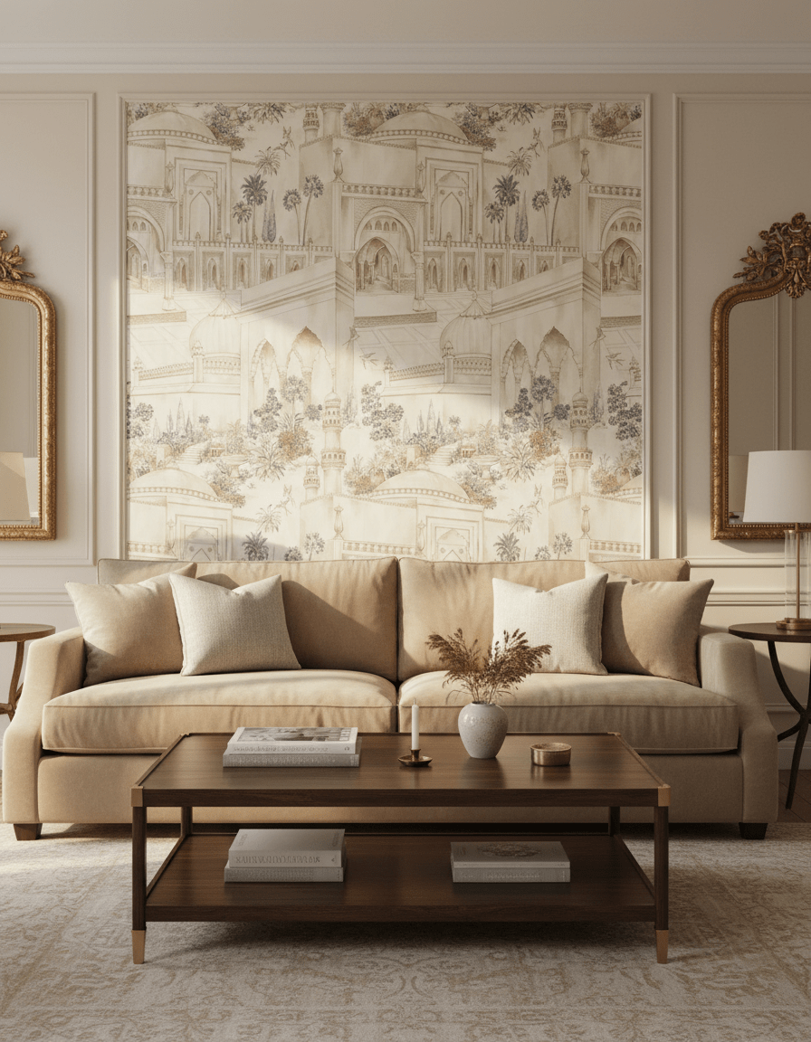 TAJ Gardens - Ochre Yellow - Marble Lotus - TAJ Gardens - Ochre Yellow