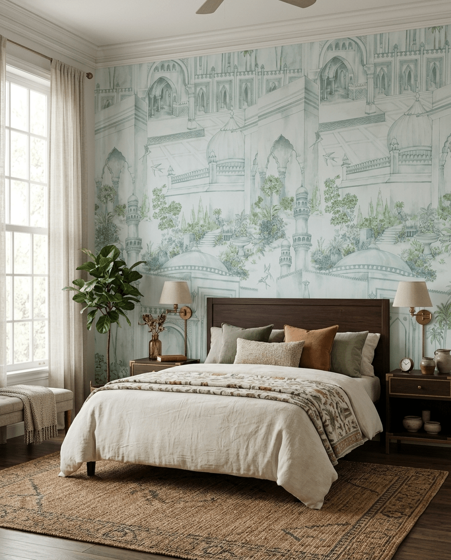 Taj Gardens – Steel Blue - Marble Lotus - Taj Gardens – Steel Blue