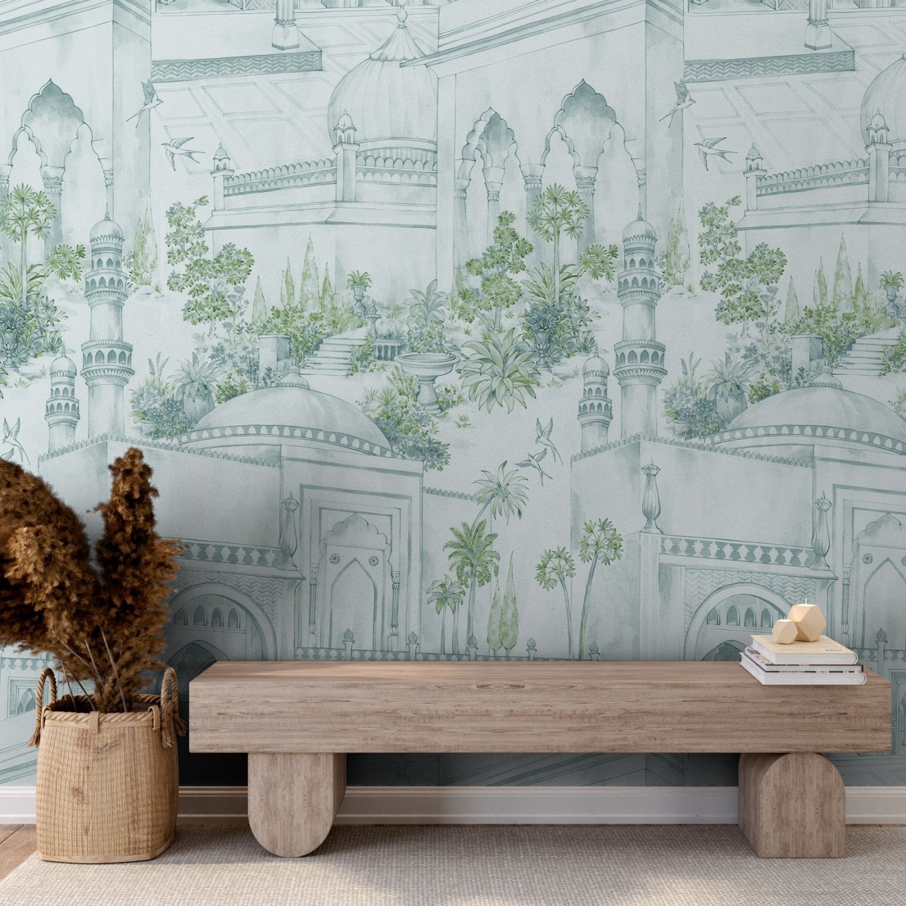 TAJ Gardens - Steel Blue - Marble Lotus - TAJ Gardens - Steel Blue