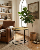 Tanay Brass Side Table - Marble Lotus - Tanay Brass Side Table